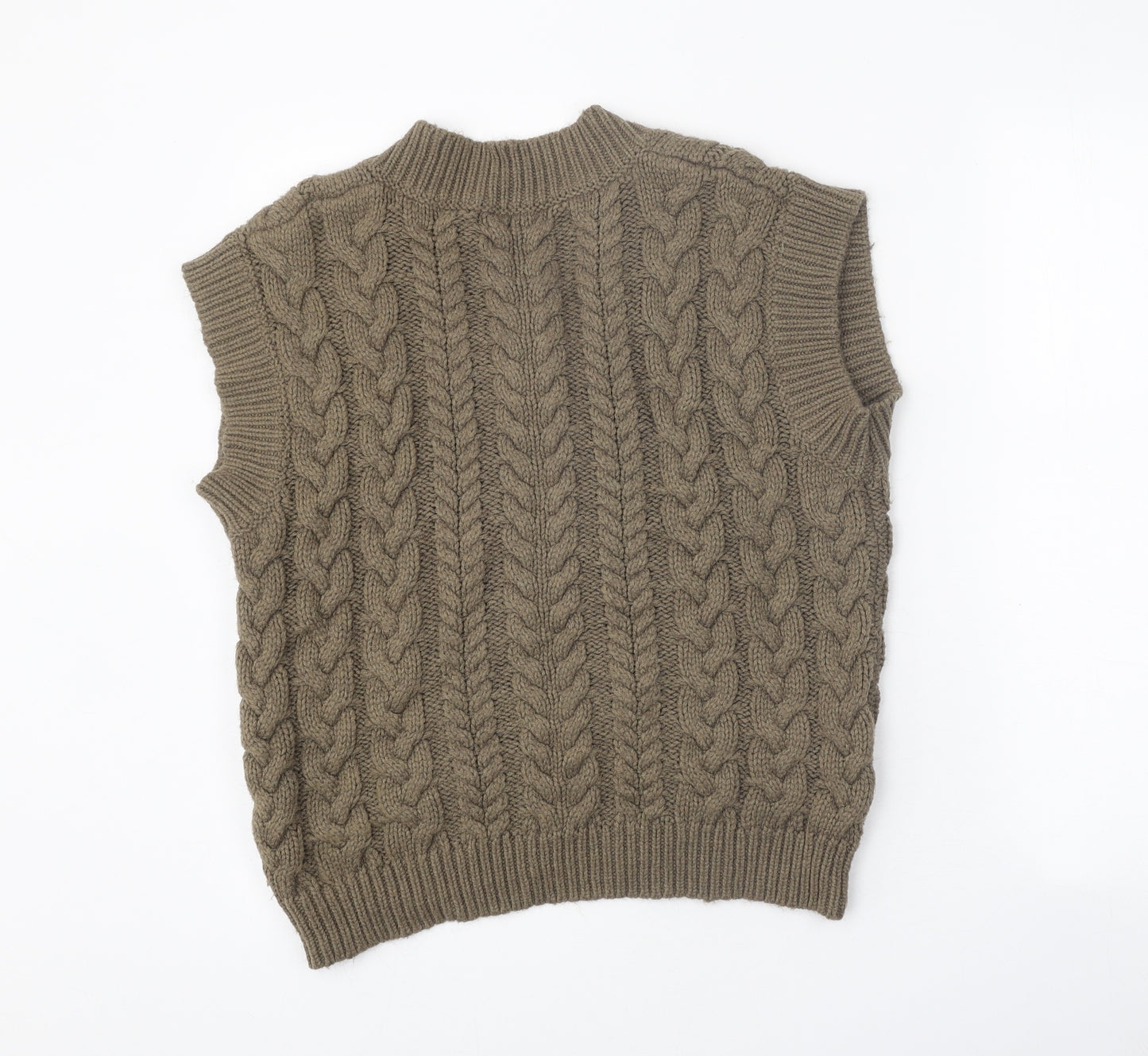 Primark Womens Brown V-Neck Acrylic Vest Jumper Size XS