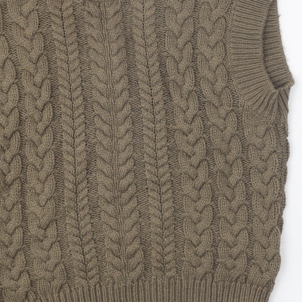 Primark Womens Brown V-Neck Acrylic Vest Jumper Size XS