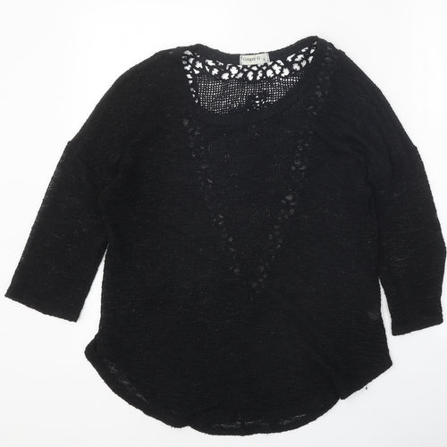 Ginger G Womens Black Roll Neck Polyester Pullover Jumper Size S