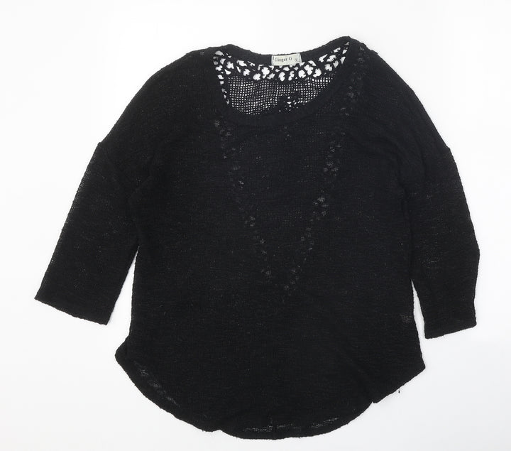 Ginger G Womens Black Roll Neck Polyester Pullover Jumper Size S