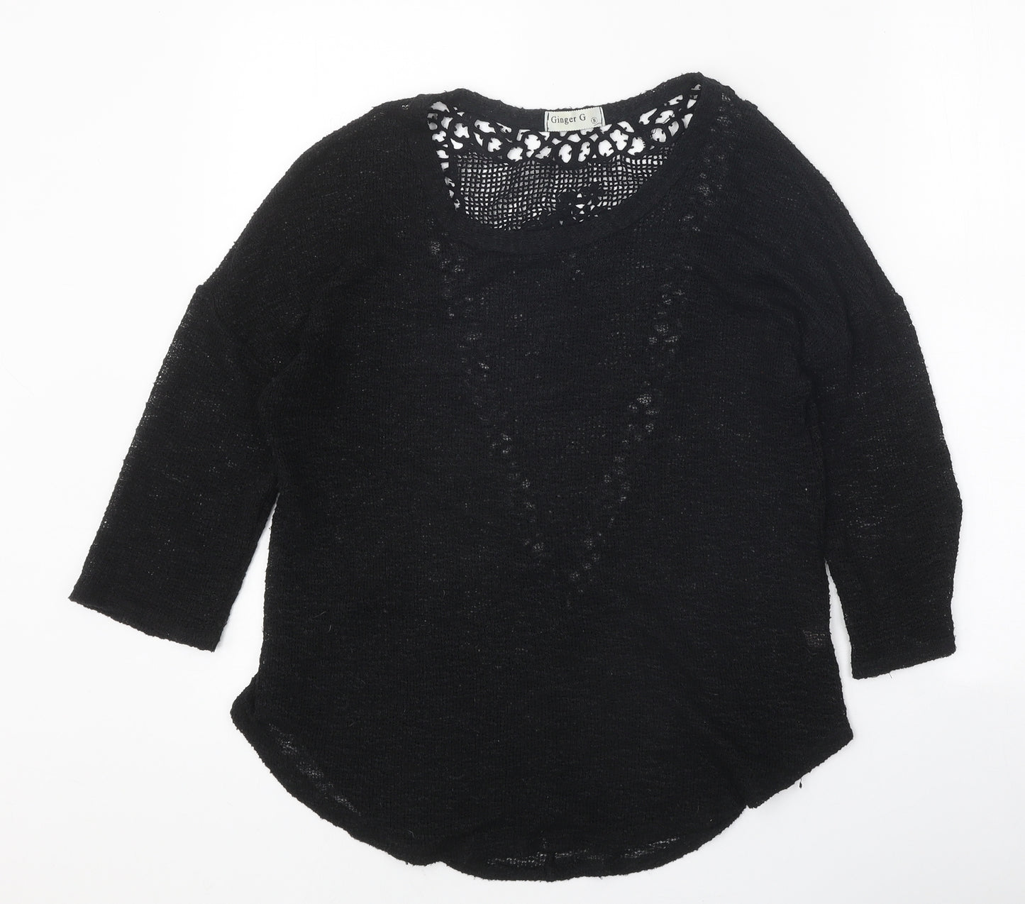 Ginger G Womens Black Roll Neck Polyester Pullover Jumper Size S