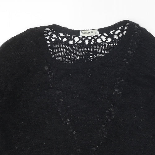Ginger G Womens Black Roll Neck Polyester Pullover Jumper Size S