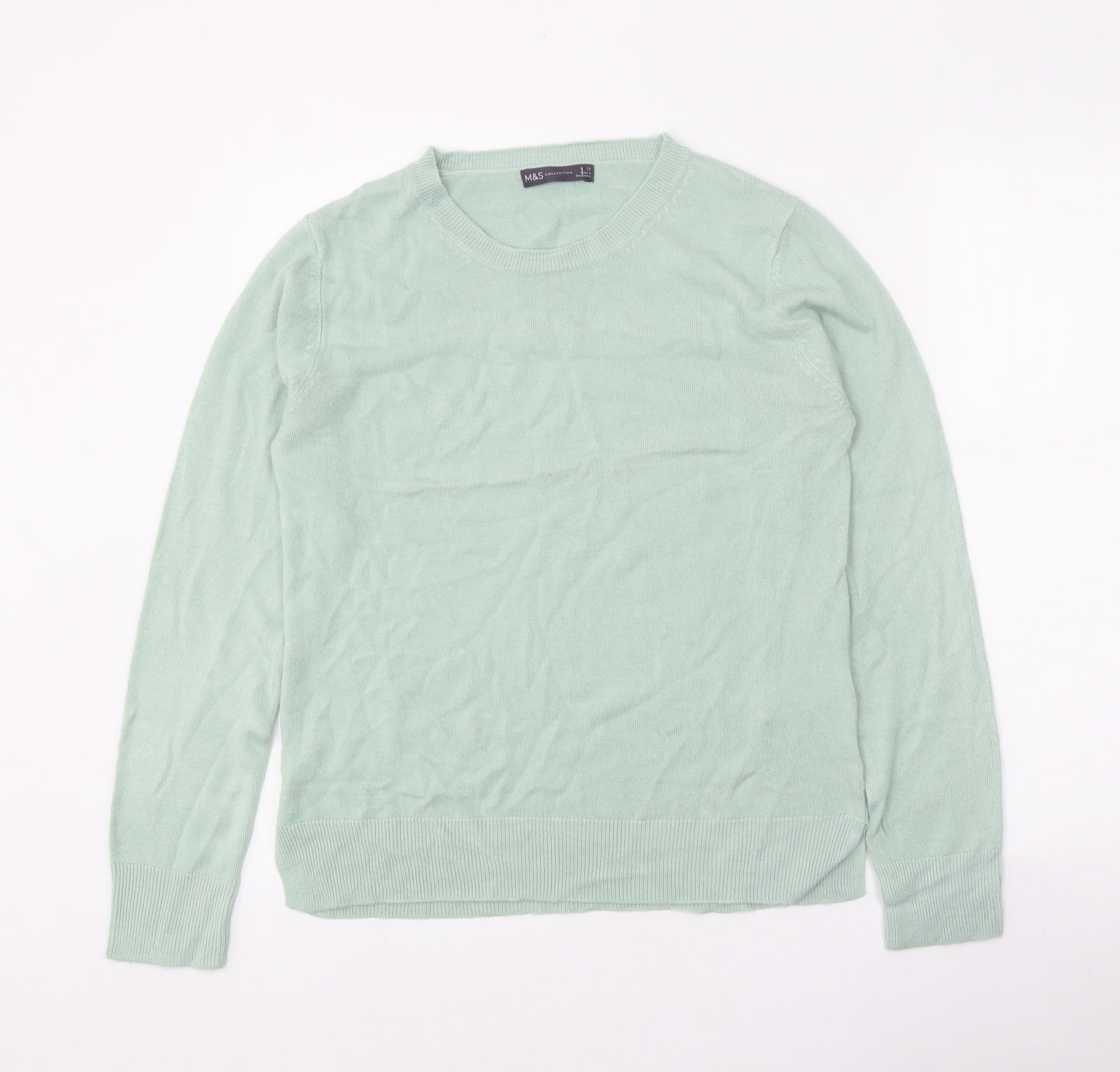 Marks and Spencer Womens Green Roll Neck Acrylic Pullover Jumper Size 12