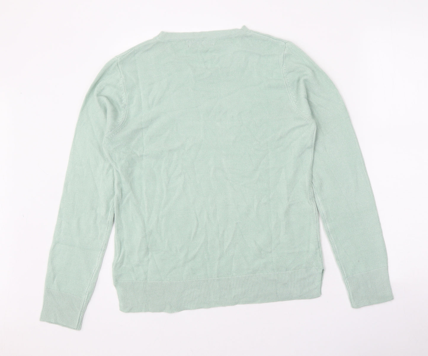 Marks and Spencer Womens Green Roll Neck Acrylic Pullover Jumper Size 12