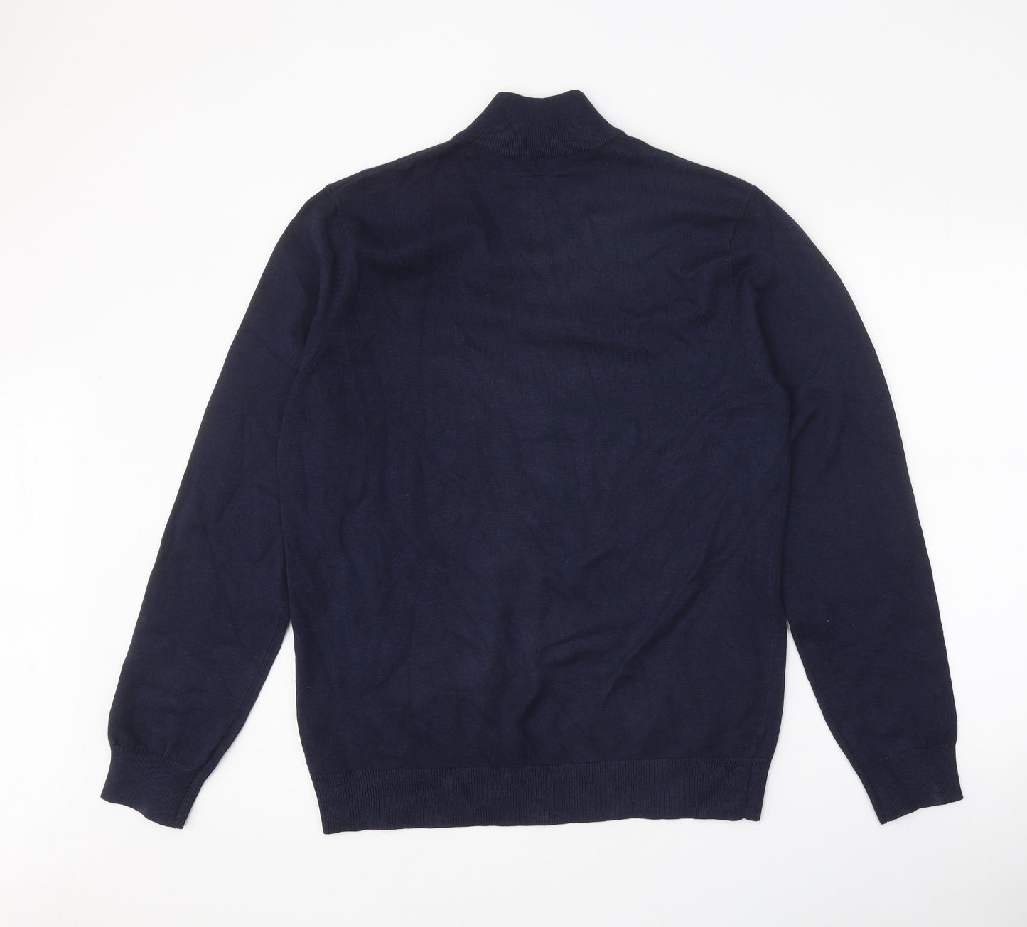 F&F Mens Blue High Neck Polyester Pullover Jumper Size L