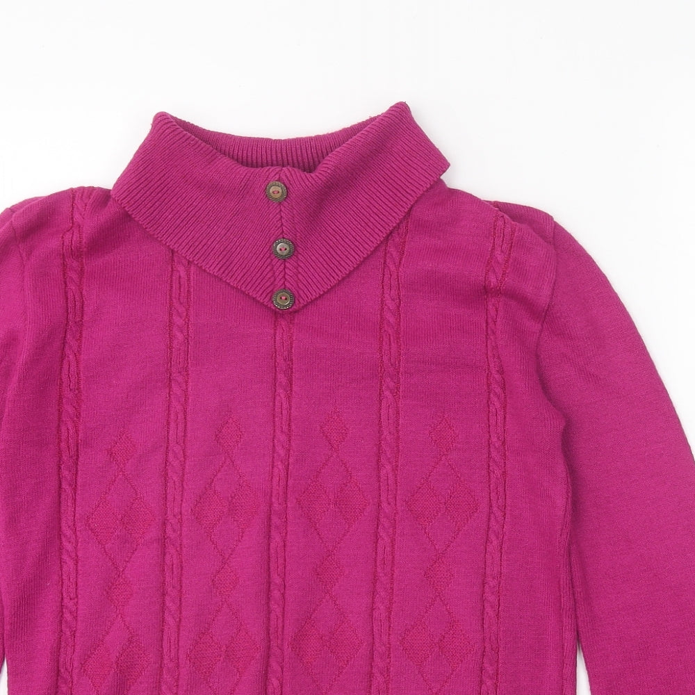 Preworn Womens Pink Roll Neck Acrylic Pullover Jumper Size S