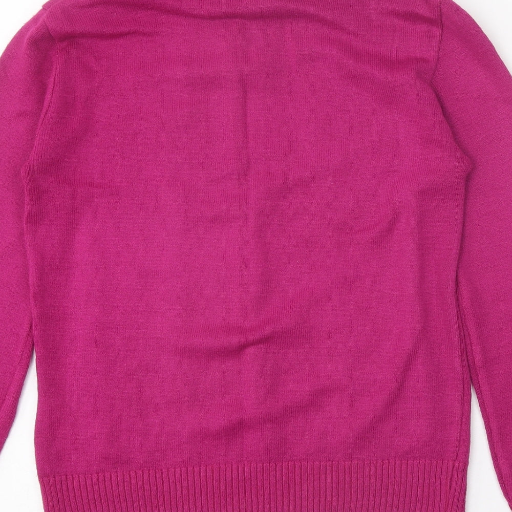 Preworn Womens Pink Roll Neck Acrylic Pullover Jumper Size S