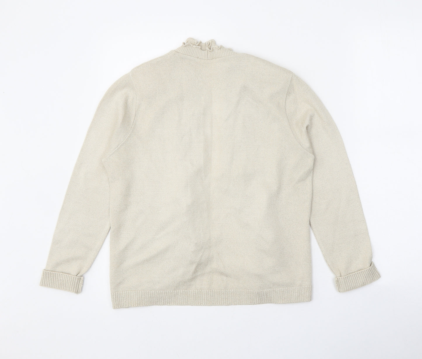Preworn Womens Beige V-Neck Acrylic Cardigan Jumper Size 4