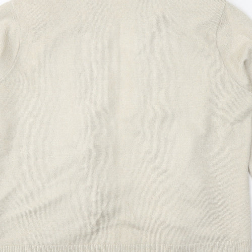 Preworn Womens Beige V-Neck Acrylic Cardigan Jumper Size 4