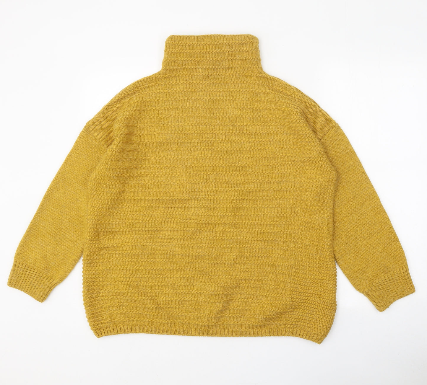 Bon Marche Womens Yellow Roll Neck Acrylic Pullover Jumper Size M