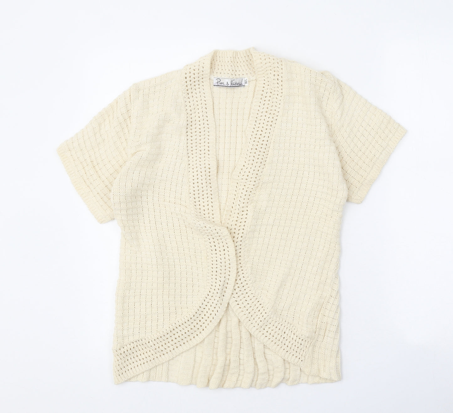 Pure & Natural Womens Beige V-Neck Cotton Cardigan Jumper Size M
