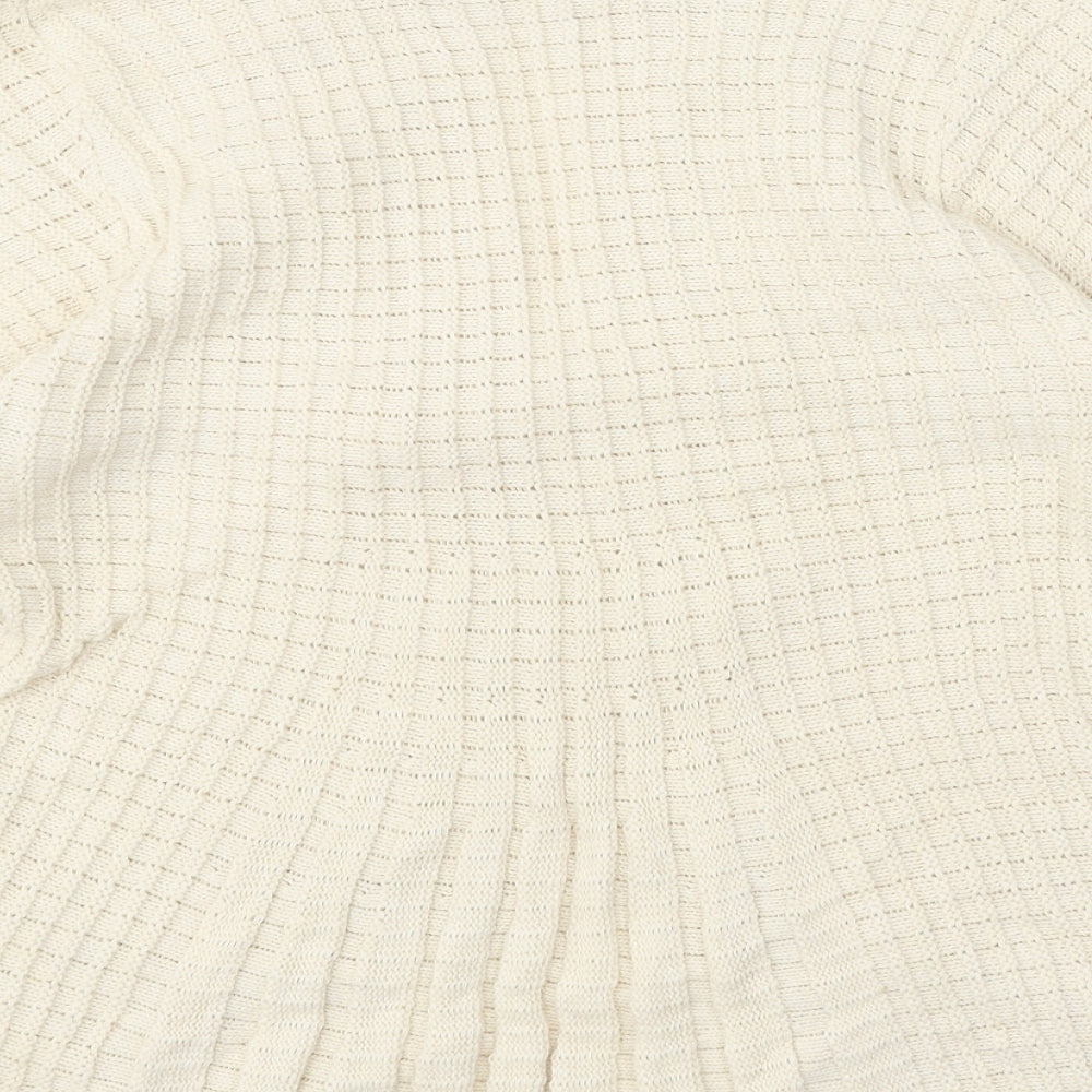 Pure & Natural Womens Beige V-Neck Cotton Cardigan Jumper Size M