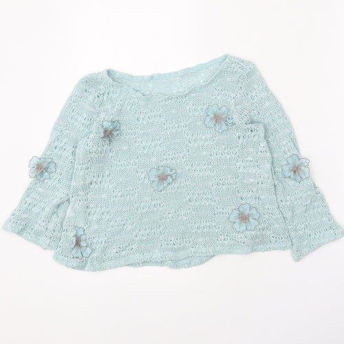 Sulk Girls Blue Boat Neck Viscose Pullover Jumper Size 12 Years Pullover