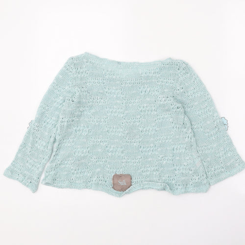 Sulk Girls Blue Boat Neck Viscose Pullover Jumper Size 12 Years Pullover