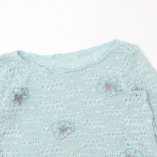 Sulk Girls Blue Boat Neck Viscose Pullover Jumper Size 12 Years Pullover