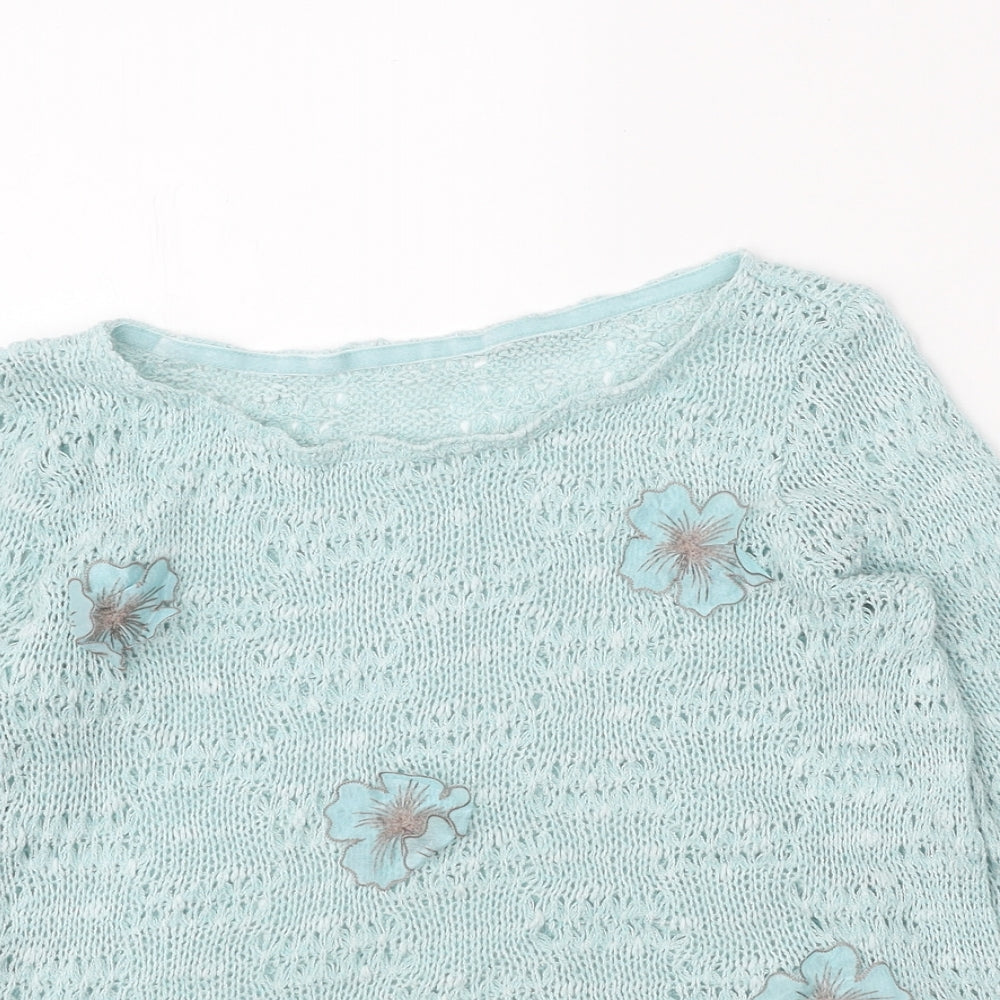 Sulk Girls Blue Boat Neck Viscose Pullover Jumper Size 12 Years Pullover