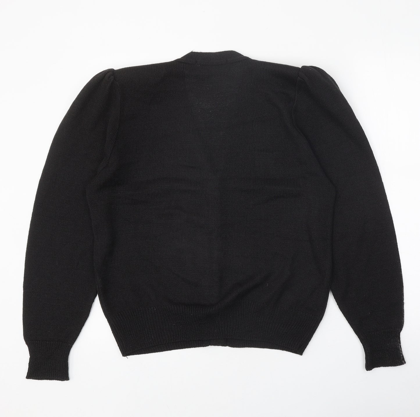 Future Lady Womens Black Collared Acrylic Cardigan Jumper Size 10