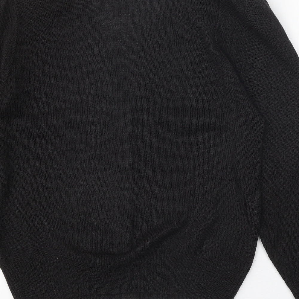 Future Lady Womens Black Collared Acrylic Cardigan Jumper Size 10
