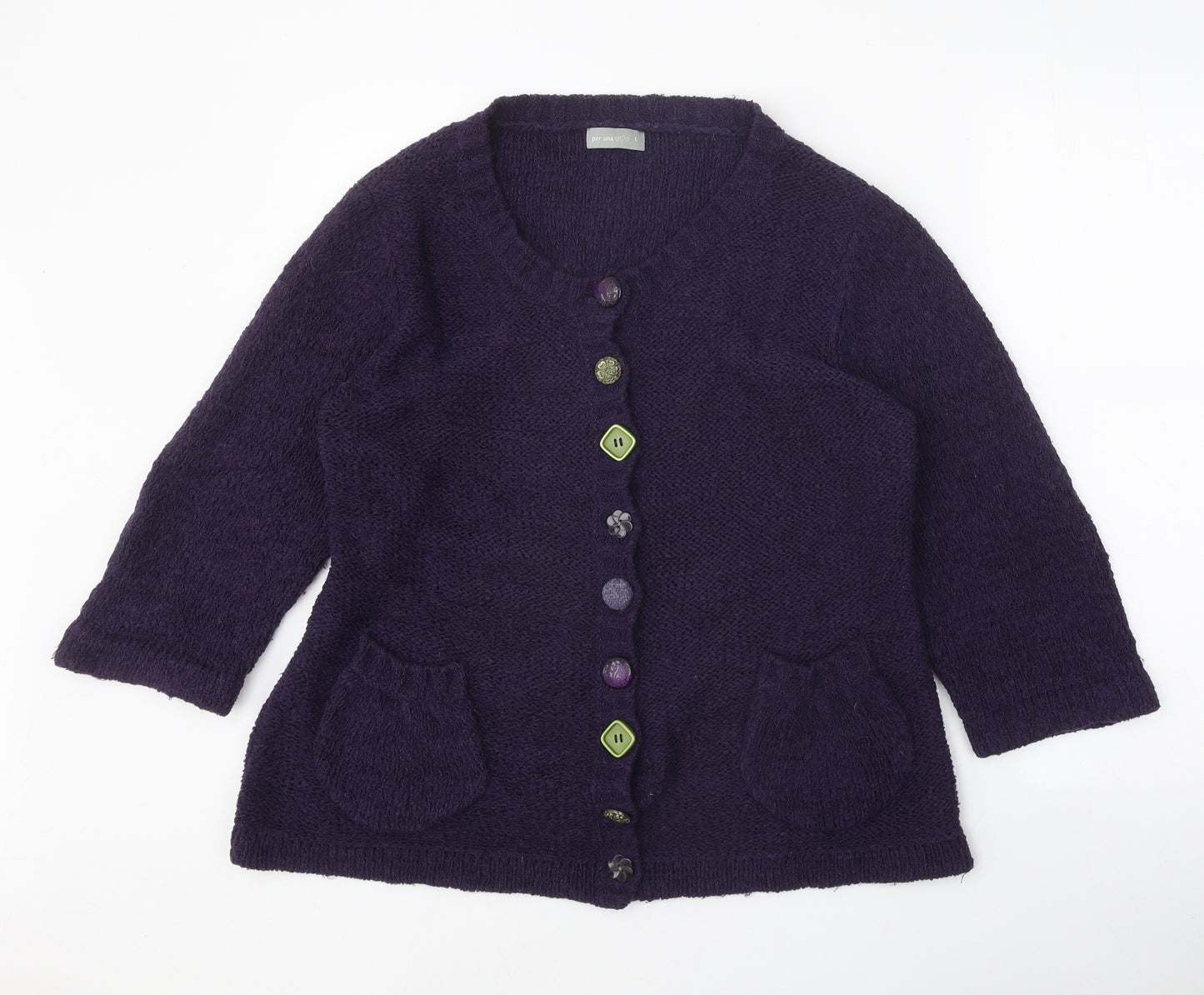Per Una Womens Purple Roll Neck Acrylic Cardigan Jumper Size L