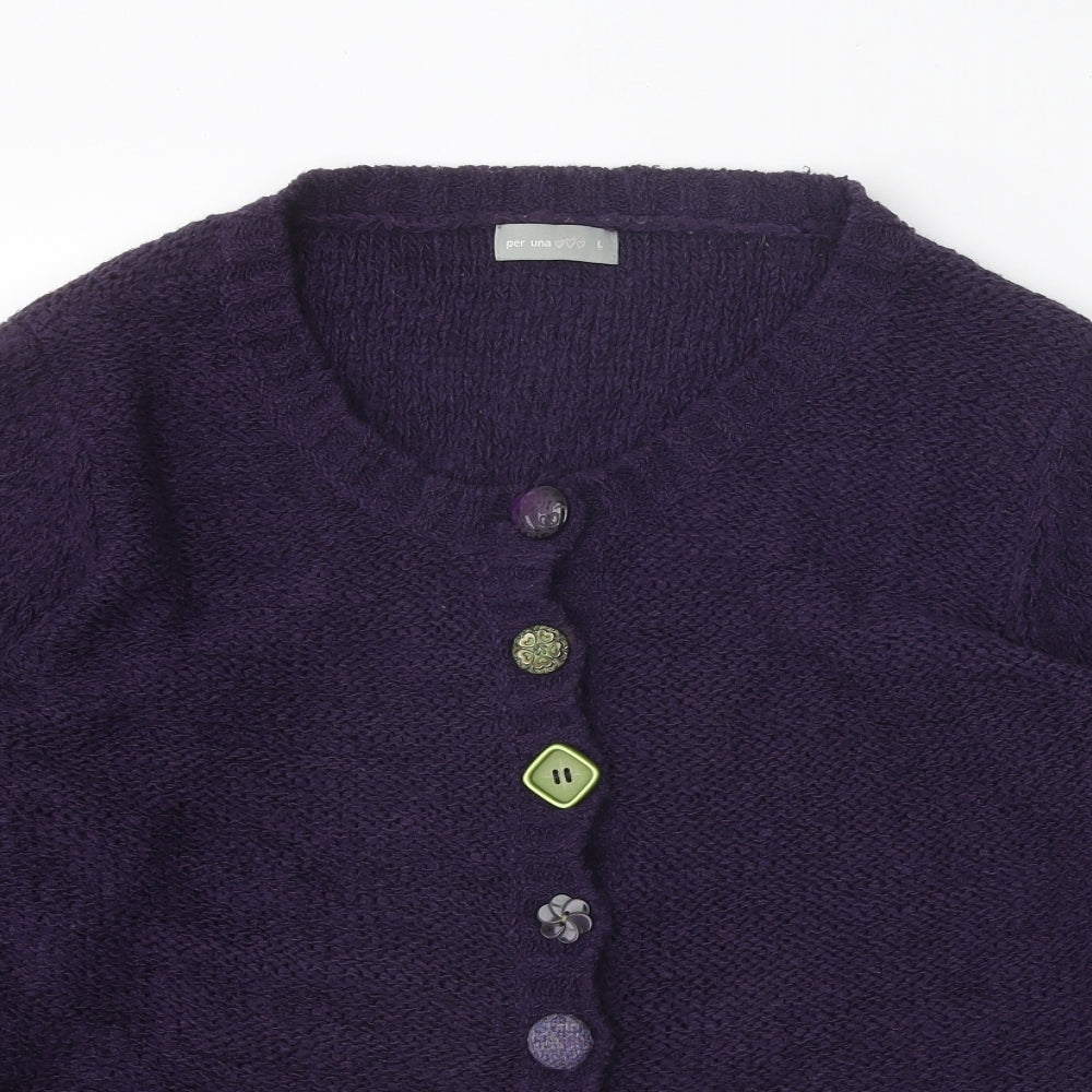 Per Una Womens Purple Roll Neck Acrylic Cardigan Jumper Size L