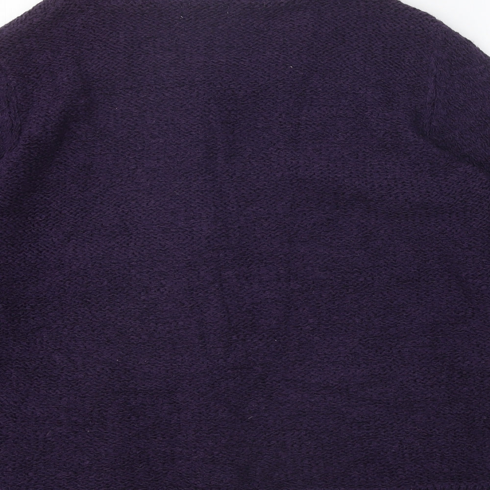 Per Una Womens Purple Roll Neck Acrylic Cardigan Jumper Size L