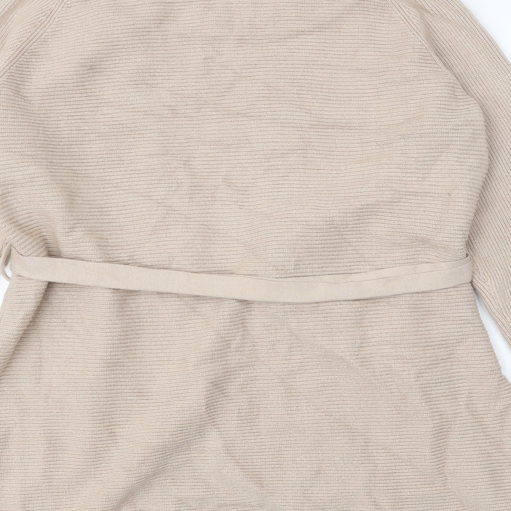 Zara Womens Beige V-Neck Viscose Cardigan Jumper Size L
