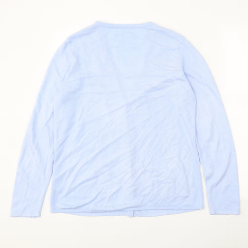 Preworn Womens Blue V-Neck Acrylic Cardigan Jumper Size 12
