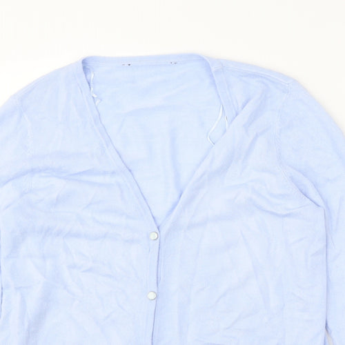 Preworn Womens Blue V-Neck Acrylic Cardigan Jumper Size 12