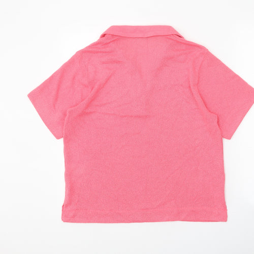 Marks and Spencer Womens Pink Collared Polyester Pullover Jumper Size 10