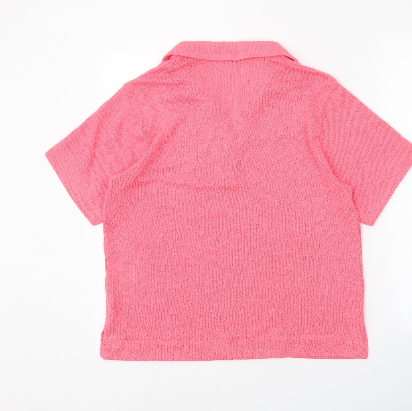 Marks and Spencer Womens Pink Collared Polyester Pullover Jumper Size 10