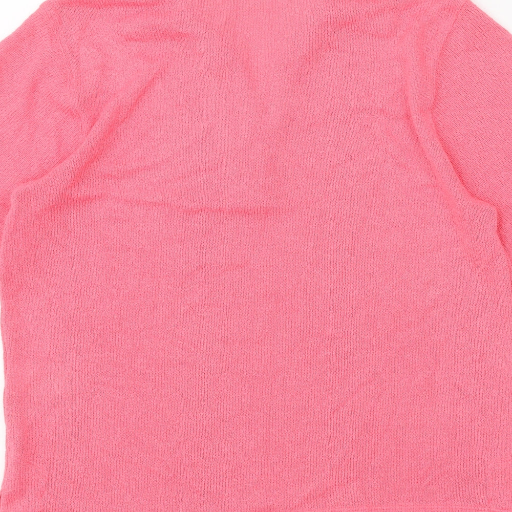Marks and Spencer Womens Pink Collared Polyester Pullover Jumper Size 10