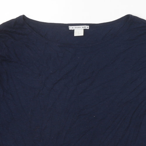 T.R. Pern Womens Blue Boat Neck Acrylic Pullover Jumper Size XS