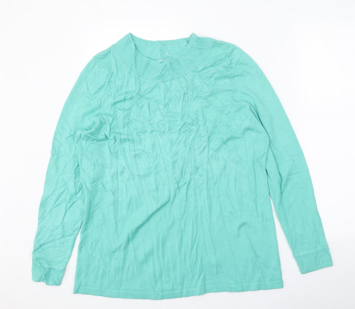 Bonmarché Womens Green Round Neck Viscose Pullover Jumper Size M