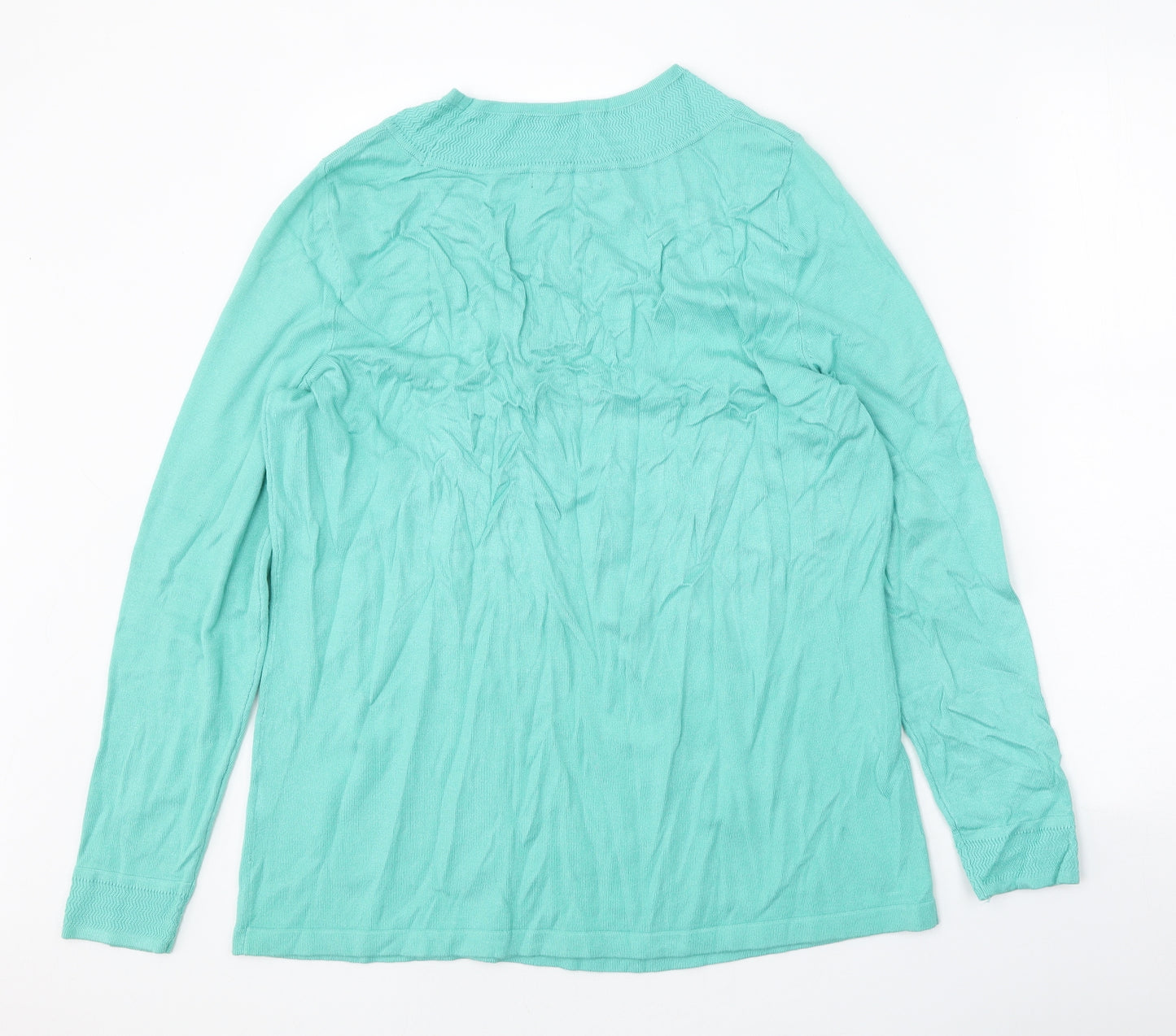 Bonmarché Womens Green Round Neck Viscose Pullover Jumper Size M