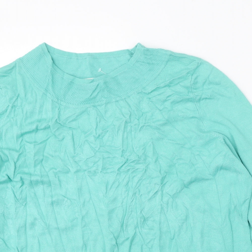 Bonmarché Womens Green Round Neck Viscose Pullover Jumper Size M