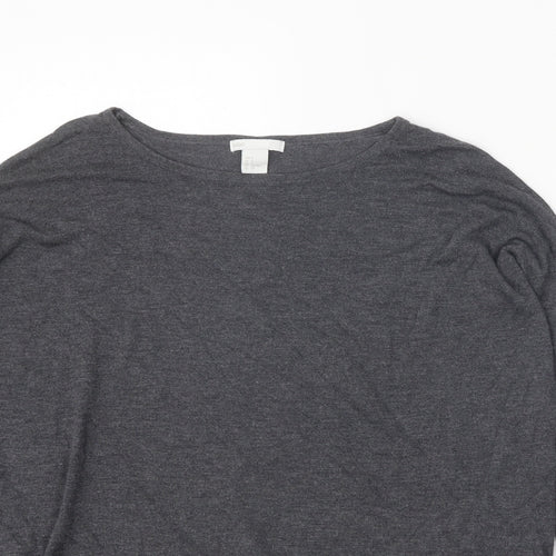 H&M Womens Grey Boat Neck Acrylic Pullover Jumper Size S