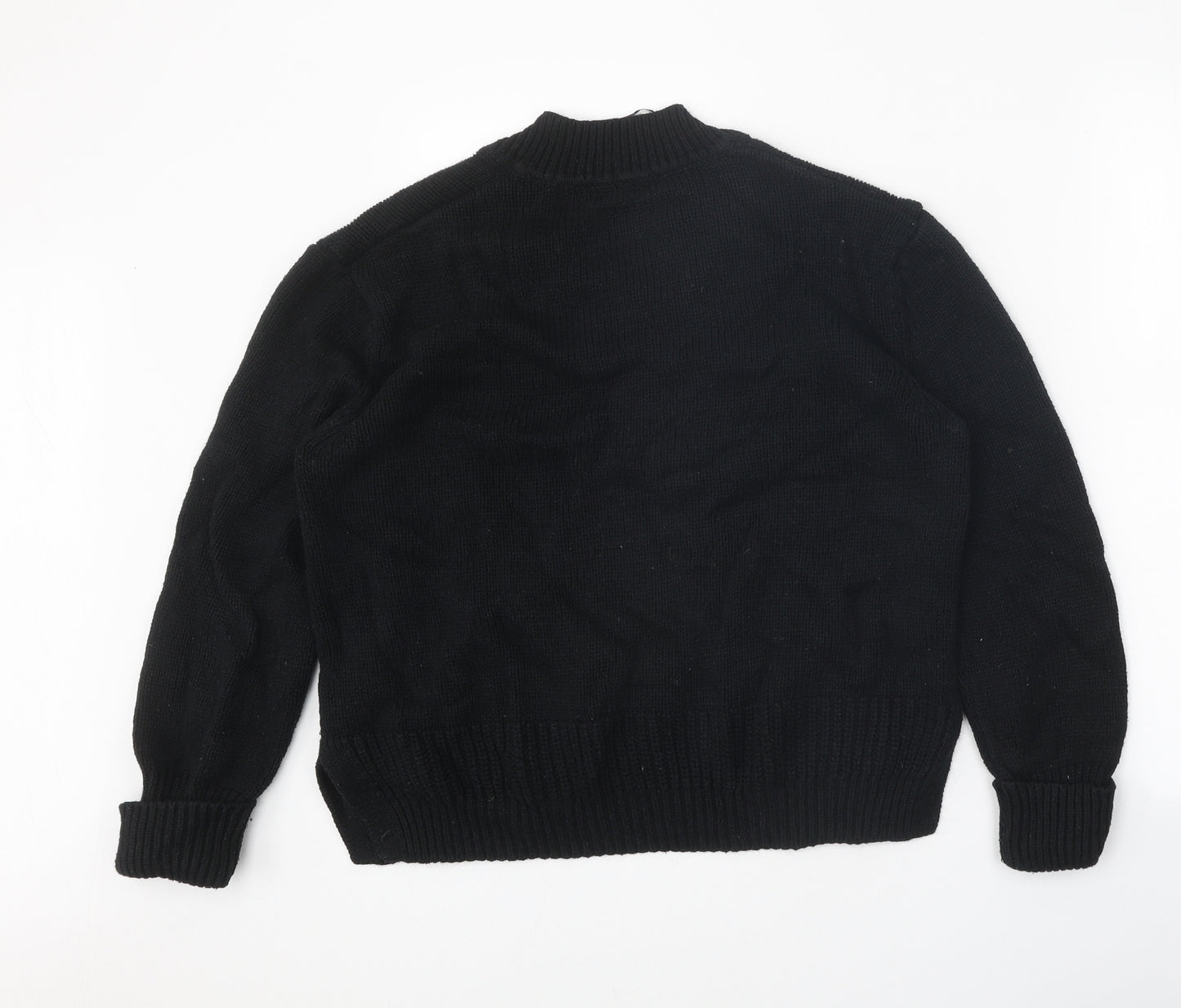 Marks and Spencer Womens Black V-Neck Cotton Pullover Jumper Size M