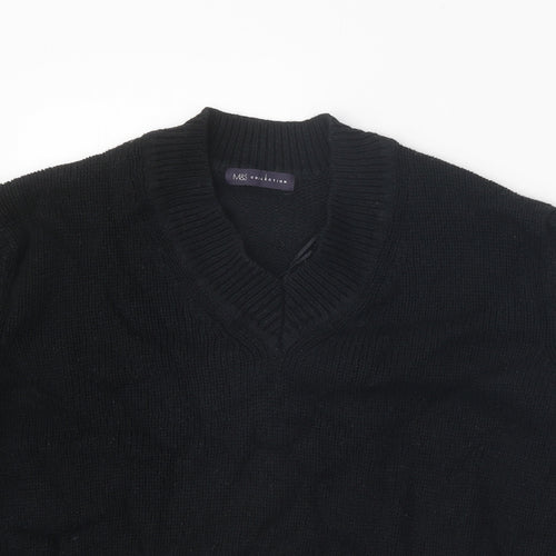 Marks and Spencer Womens Black V-Neck Cotton Pullover Jumper Size M