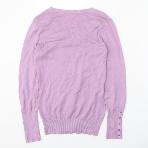 Sisley Womens Purple V-Neck Acrylic Pullover Jumper Size XS