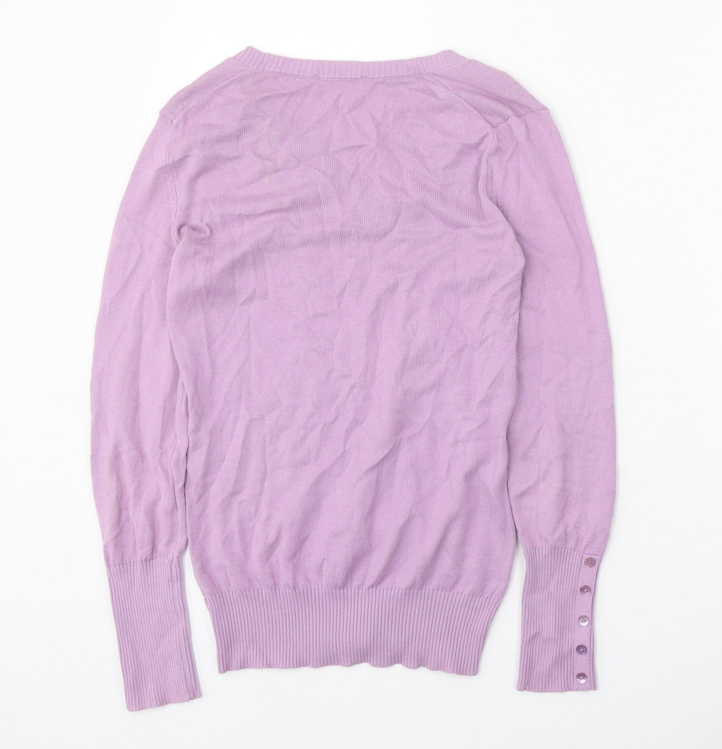 Sisley Womens Purple V-Neck Acrylic Pullover Jumper Size XS
