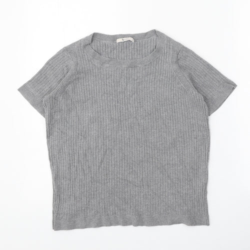 TU Womens Grey Round Neck Viscose Pullover Jumper Size 12
