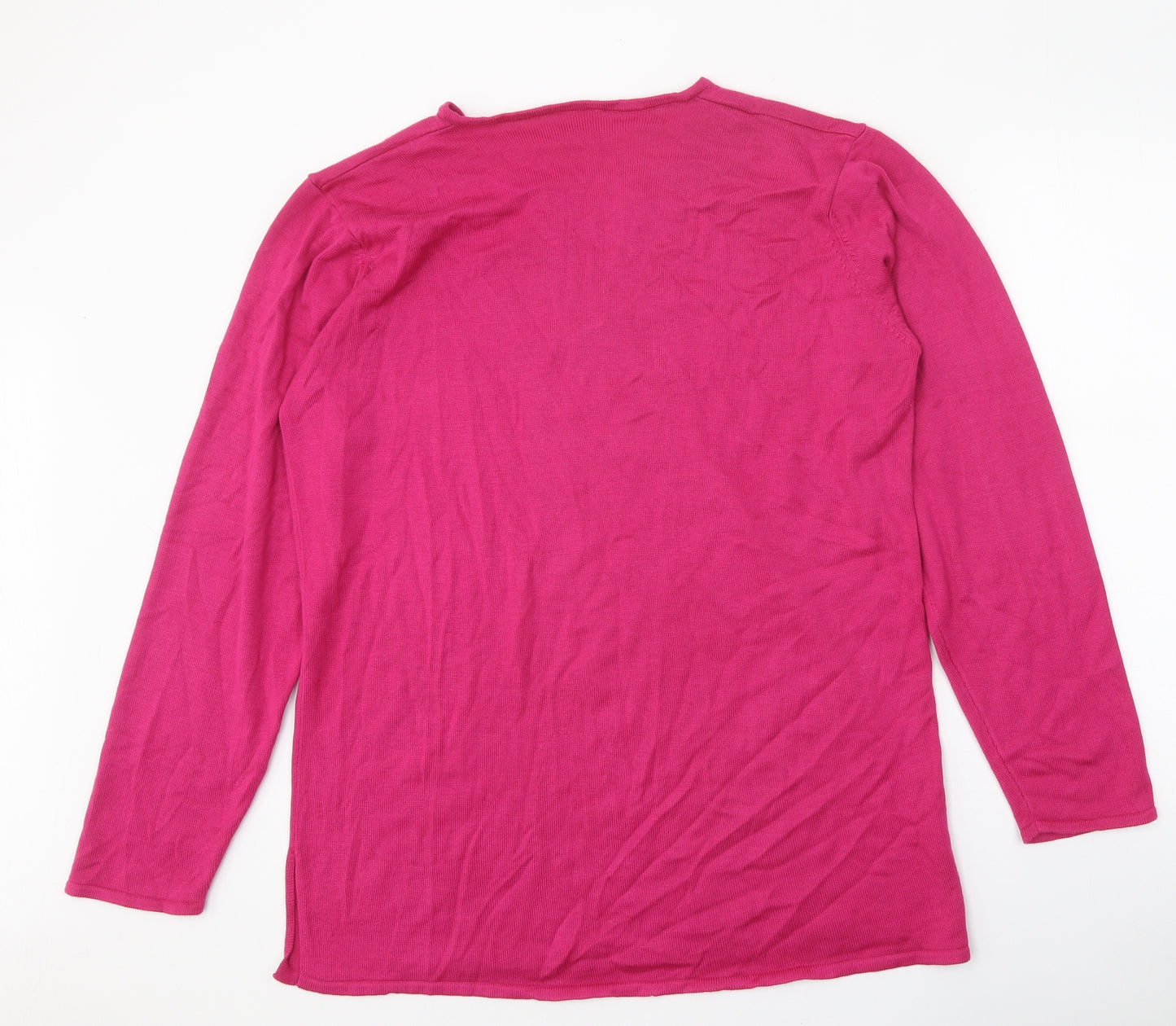Agenda Womens Pink V-Neck Acrylic Pullover Jumper Size 12