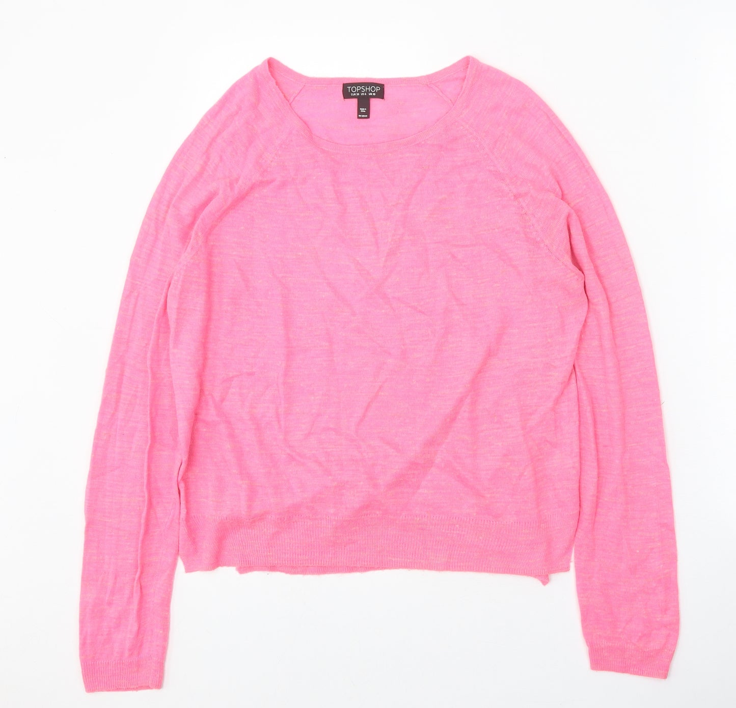 Topshop Womens Pink Round Neck Acrylic Pullover Jumper Size 10