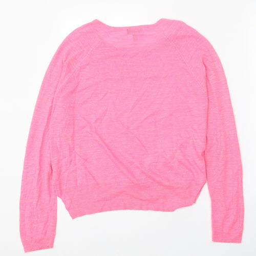 Topshop Womens Pink Round Neck Acrylic Pullover Jumper Size 10