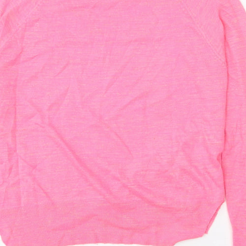 Topshop Womens Pink Round Neck Acrylic Pullover Jumper Size 10