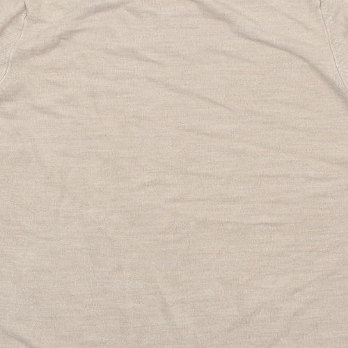 Classic Womens Beige Round Neck Acrylic Pullover Jumper Size 18