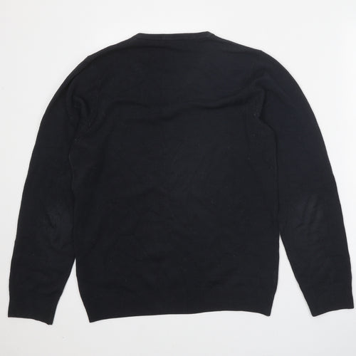 Marks and Spencer Mens Black V-Neck Acrylic Pullover Jumper Size S