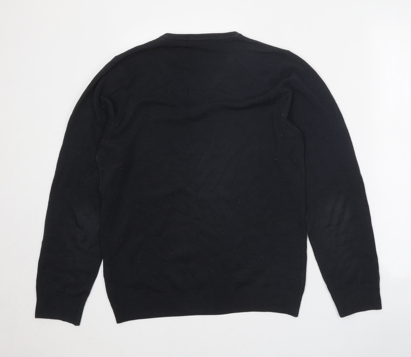 Marks and Spencer Mens Black V-Neck Acrylic Pullover Jumper Size S