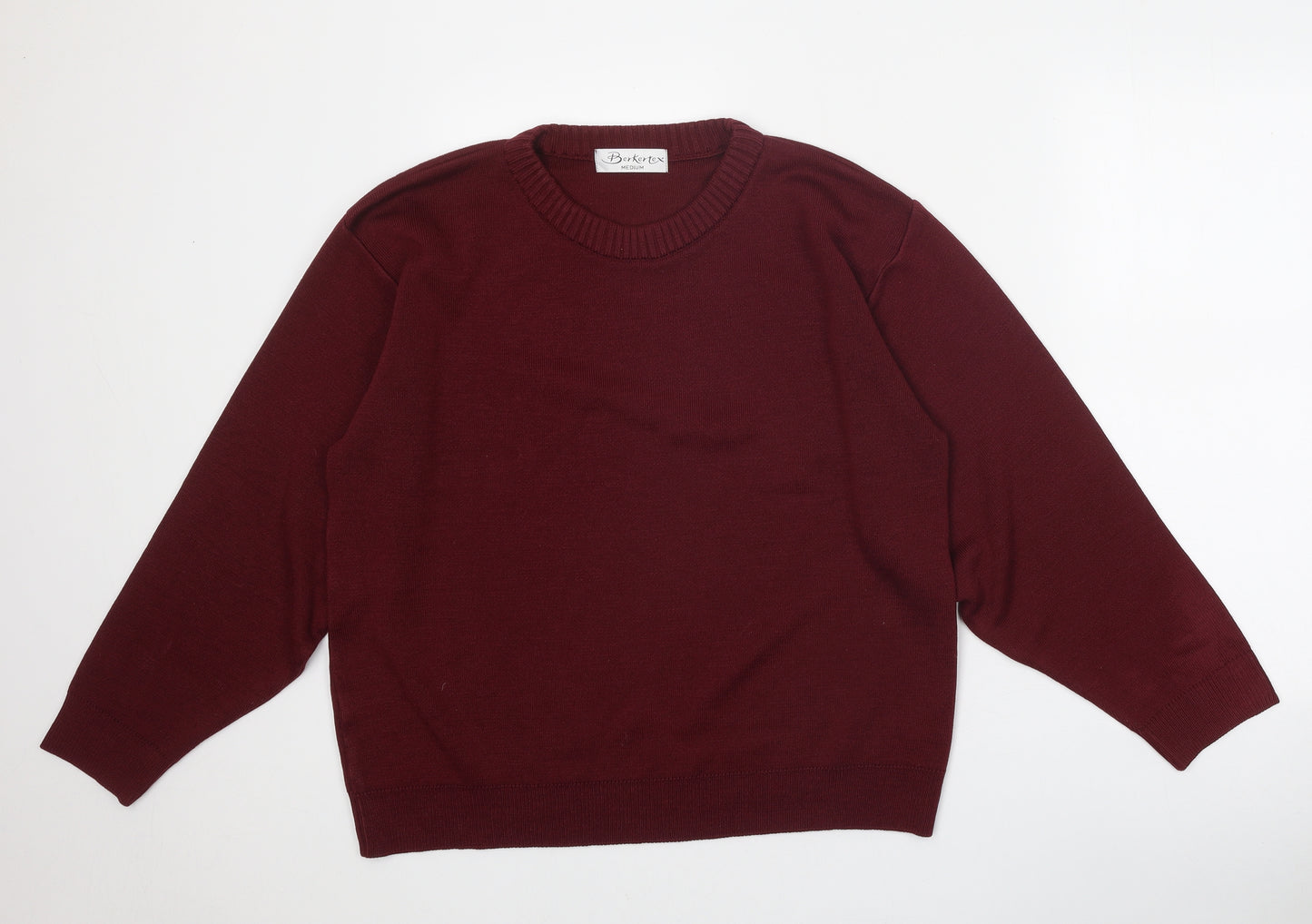 Berkertex Mens Red Round Neck Acrylic Pullover Jumper Size M