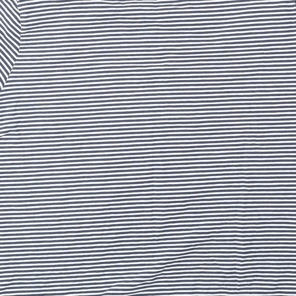 Marks and Spencer Womens Blue Striped Cotton Basic T-Shirt Size 18 Scoop Neck